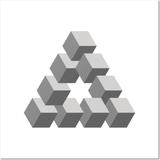 Optical illusion triangle #12 - greys Posters and Art